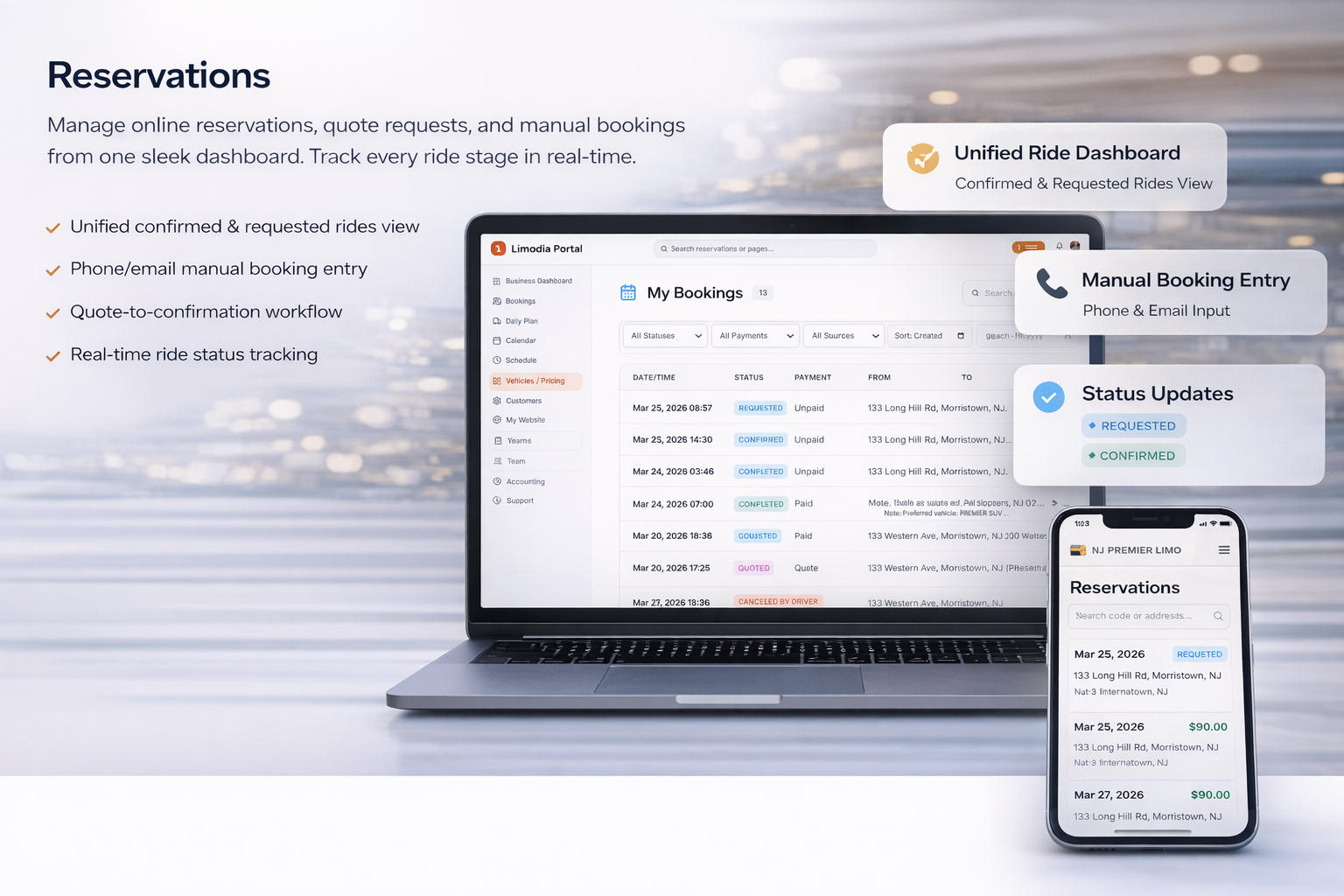 Booking Control Limodia platform preview